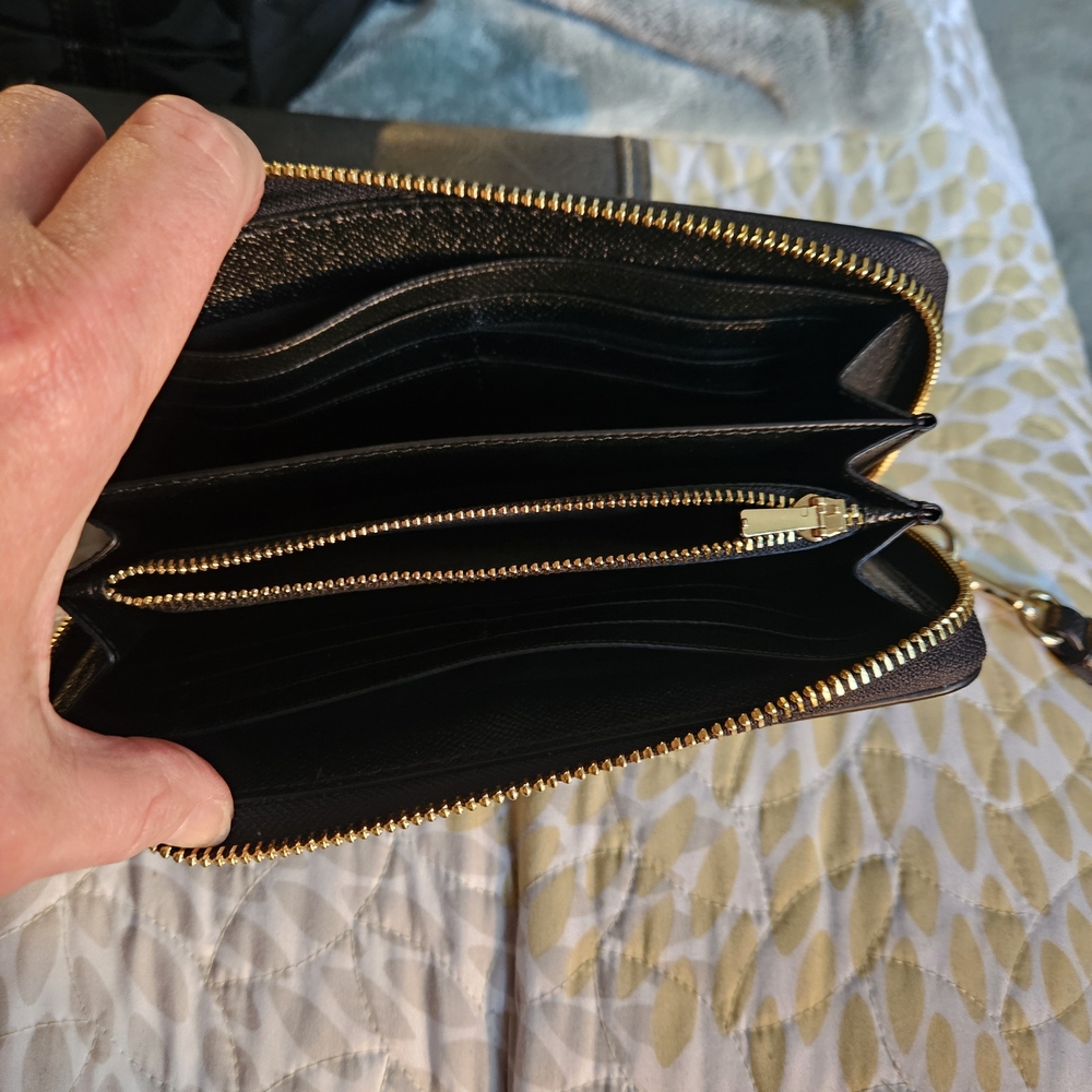 Coach Black Wristlet with Gold Accents - Picture 3 of 7